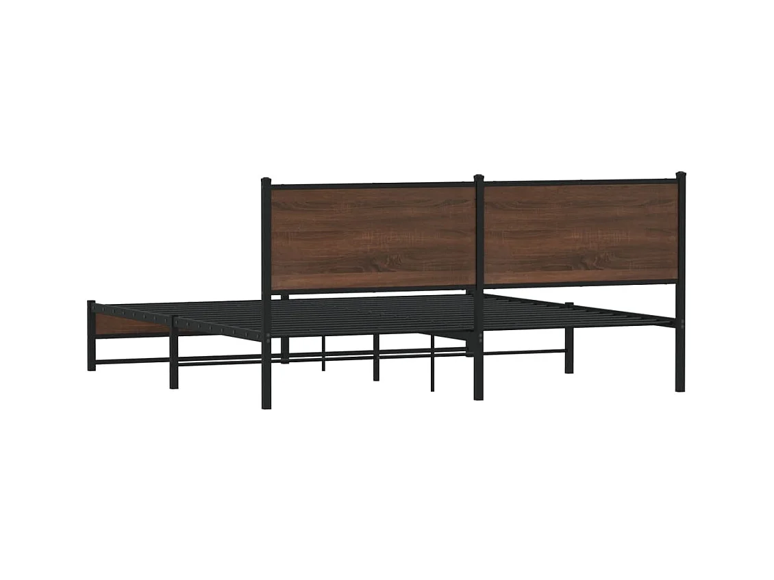 Estrutura cama sem colchão 180x200 cm metal carvalho castanho