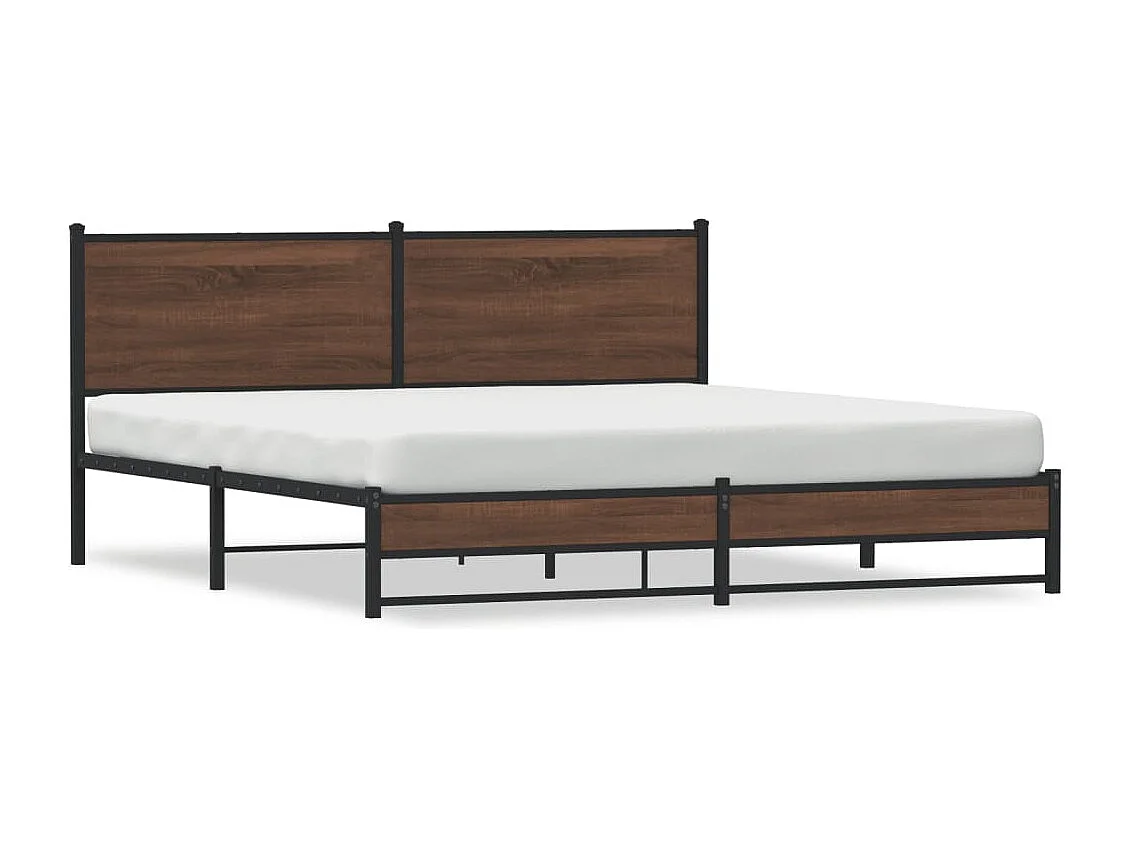 Estructura de cama sin colchón metal roble marrón 180x200 cm