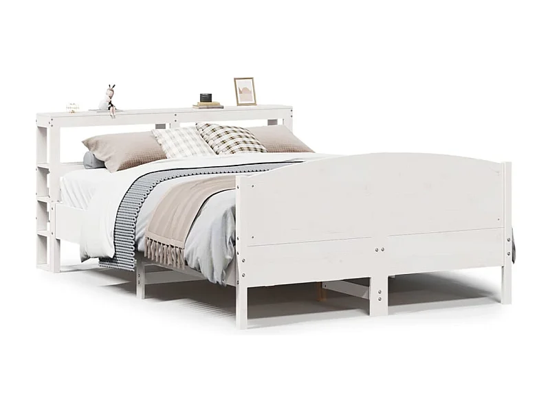 Cama sem colchão 150x200 cm madeira de pinho maciça branco