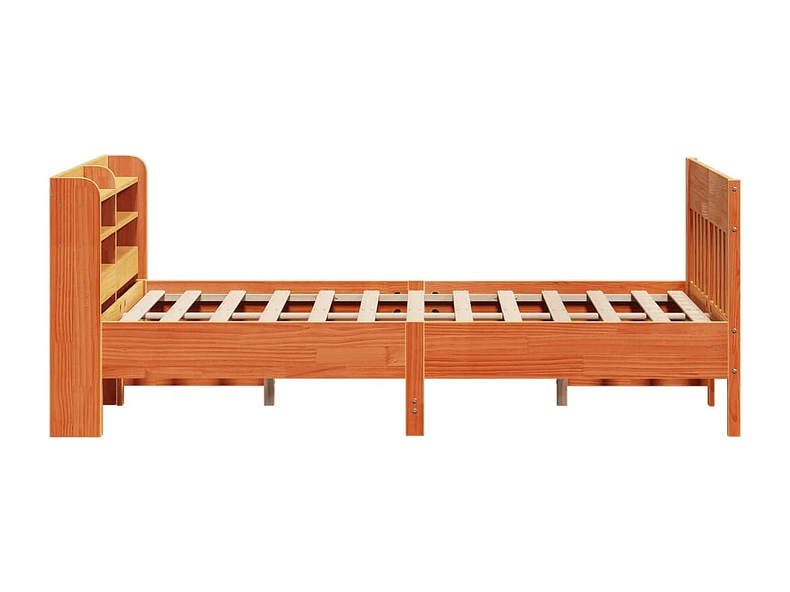 Cama sem colchão 140x200 cm madeira pinho maciça castanho-mel