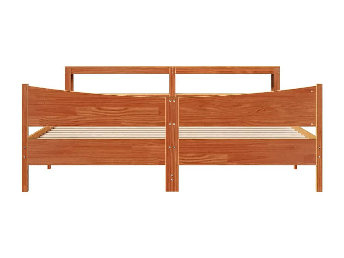 Cadre de lit et tête de lit cire marron 200x200 cm bois de pin