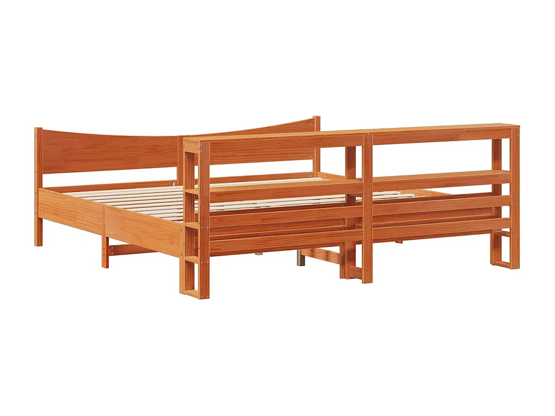 Cadre de lit et tête de lit cire marron 200x200 cm bois de pin