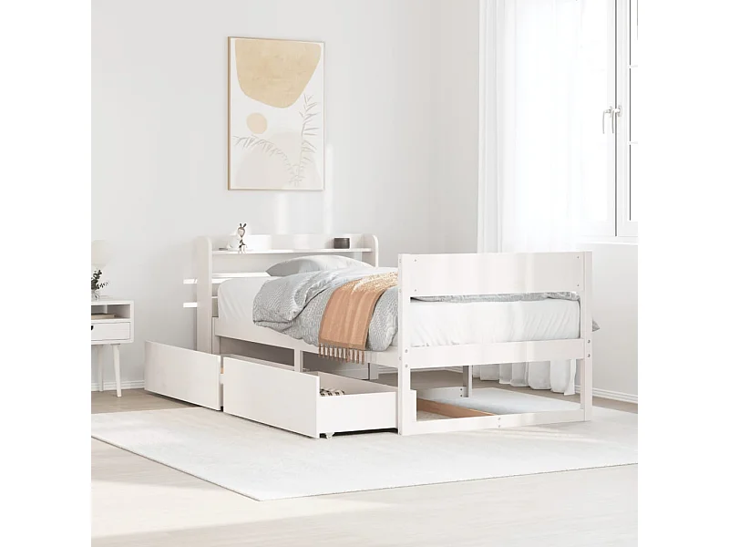Cama sem colchão 75x190 cm madeira de pinho maciça branco