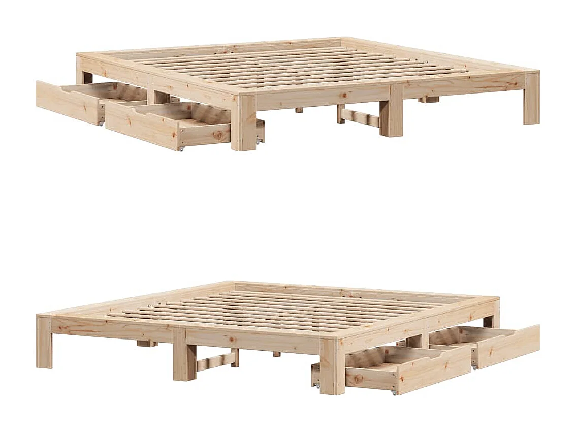 Estructura de cama sin colchón madera maciza de pino 200x200 cm