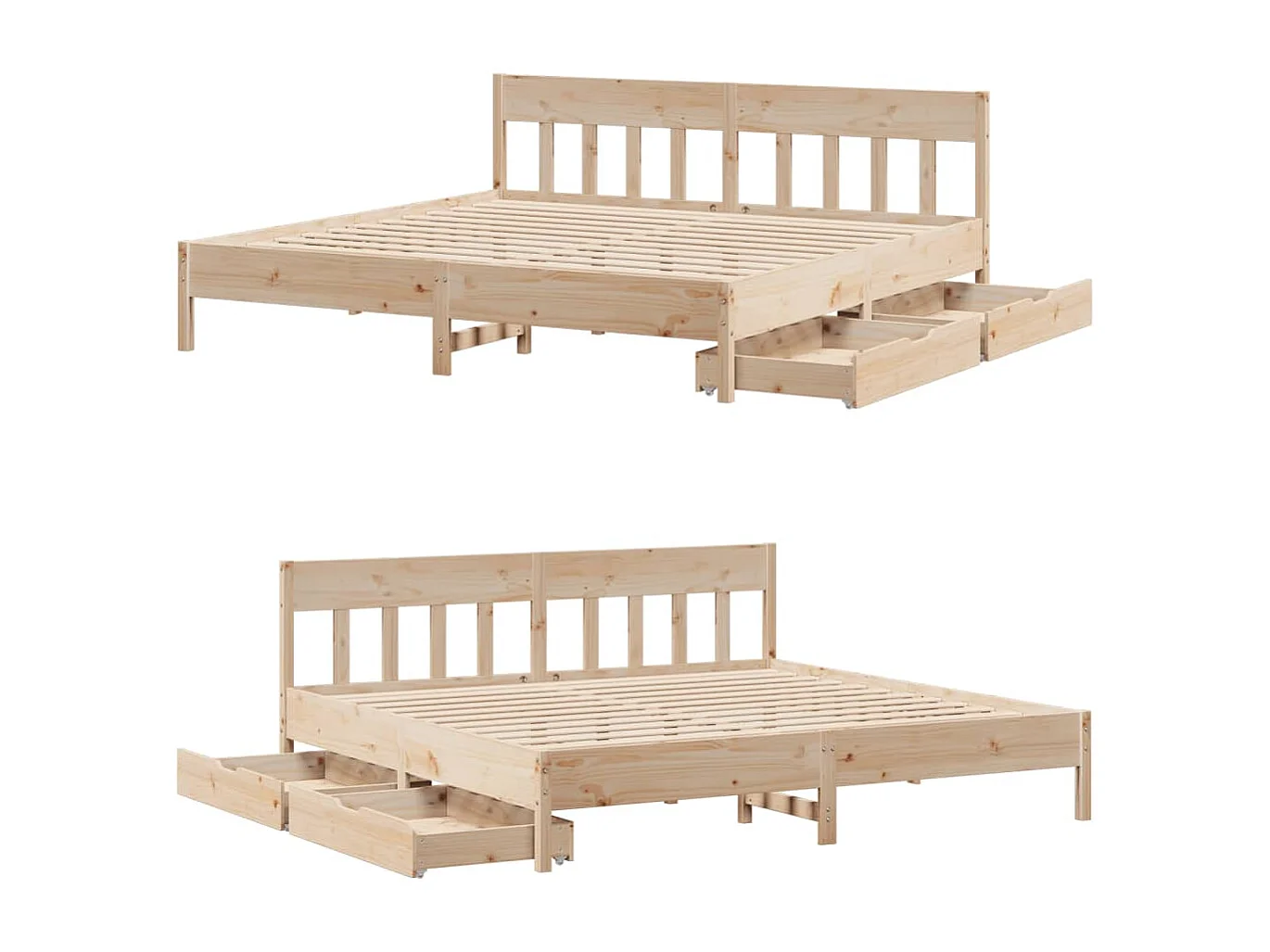 Estructura de cama sin colchón madera maciza de pino 180x200 cm