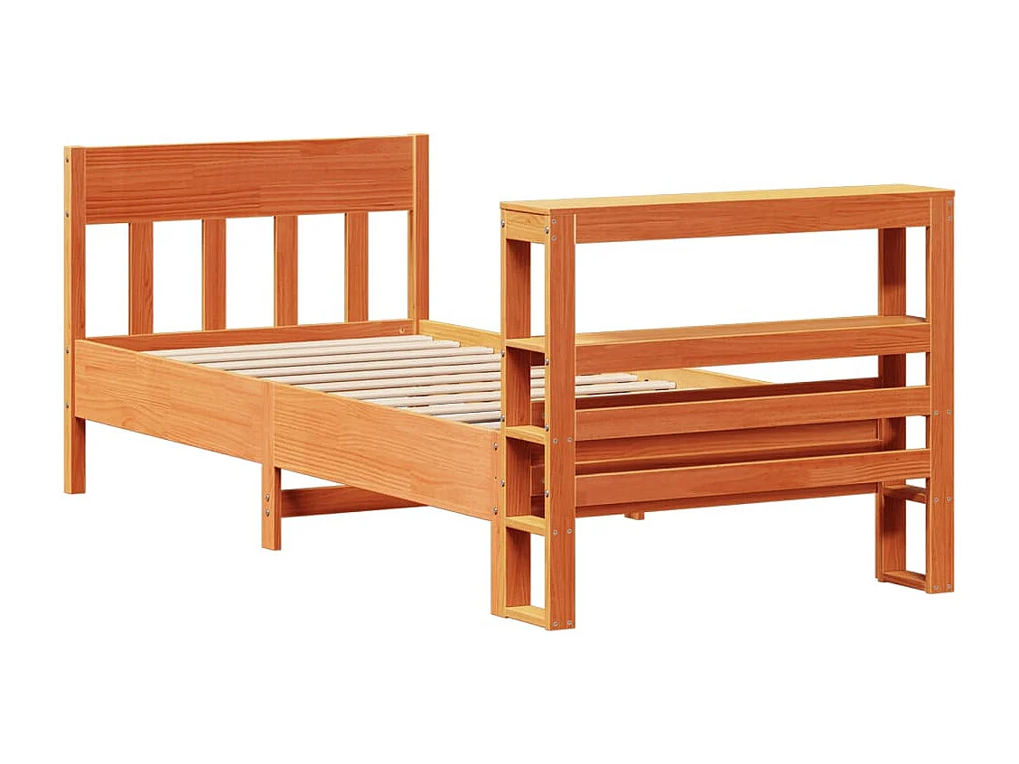 Cama sin colchón madera maciza de pino marrón cera 100x200 cm
