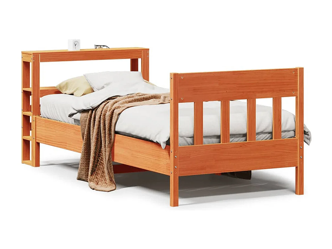 Cadre de lit sans matelas cire marron 100x200cm bois pin massif