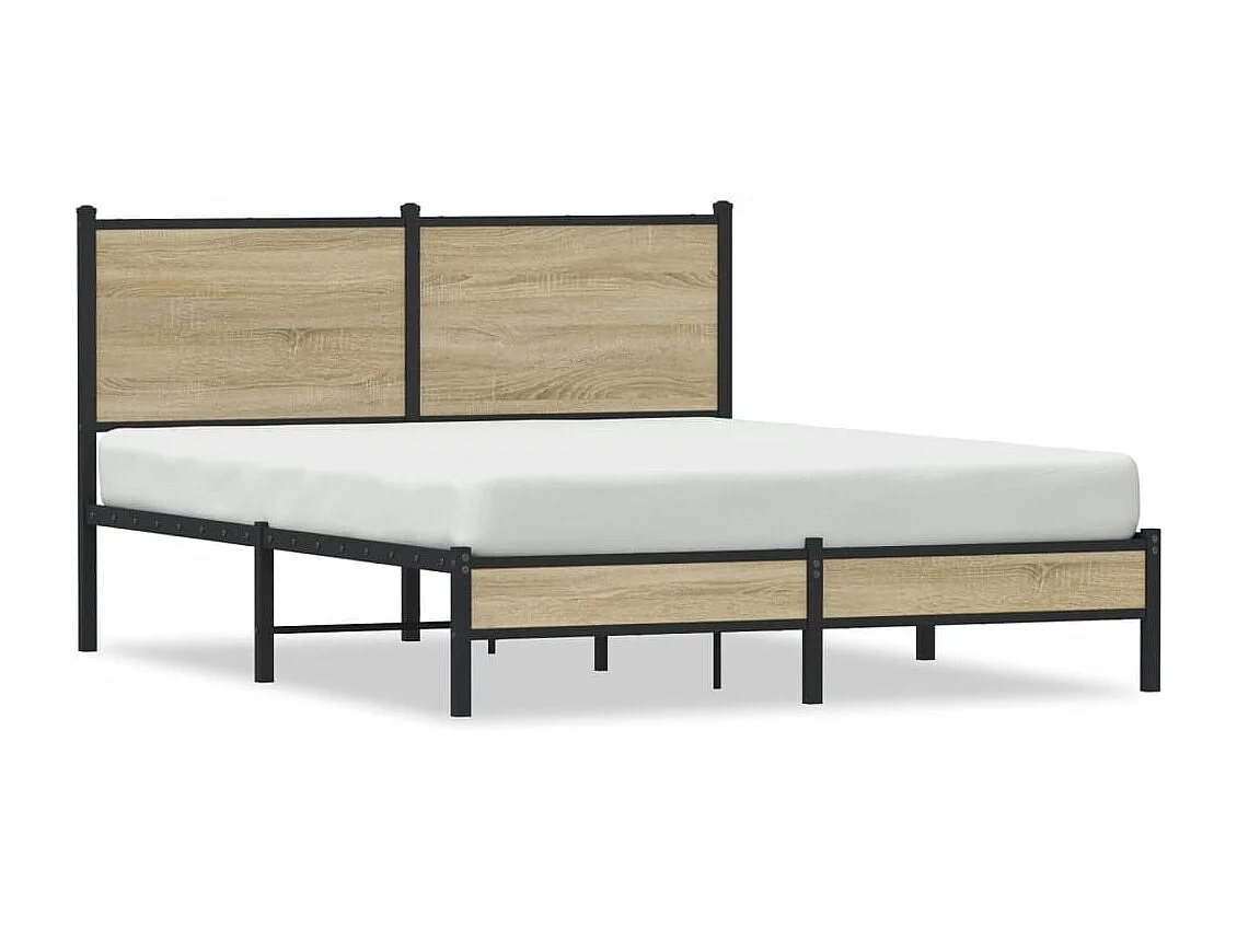 Estrutura de cama sem colchão 150x200cm metal carvalho sonoma