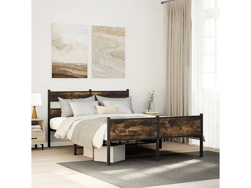 Cadre de lit sans matelas chêne fumé 140x190 cm bois ingénierie