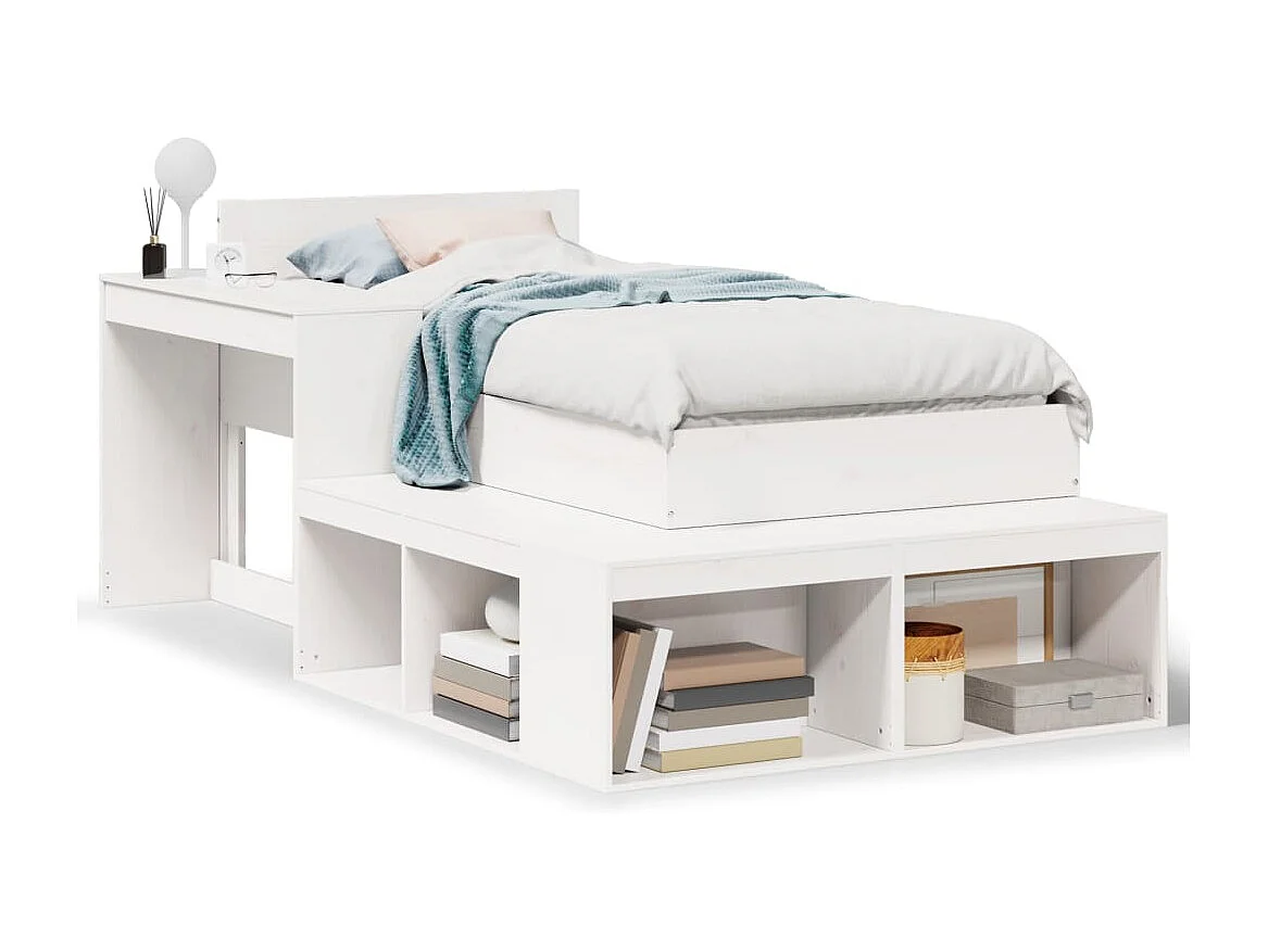 Cama sem colchão 75x190 cm madeira de pinho maciça branco