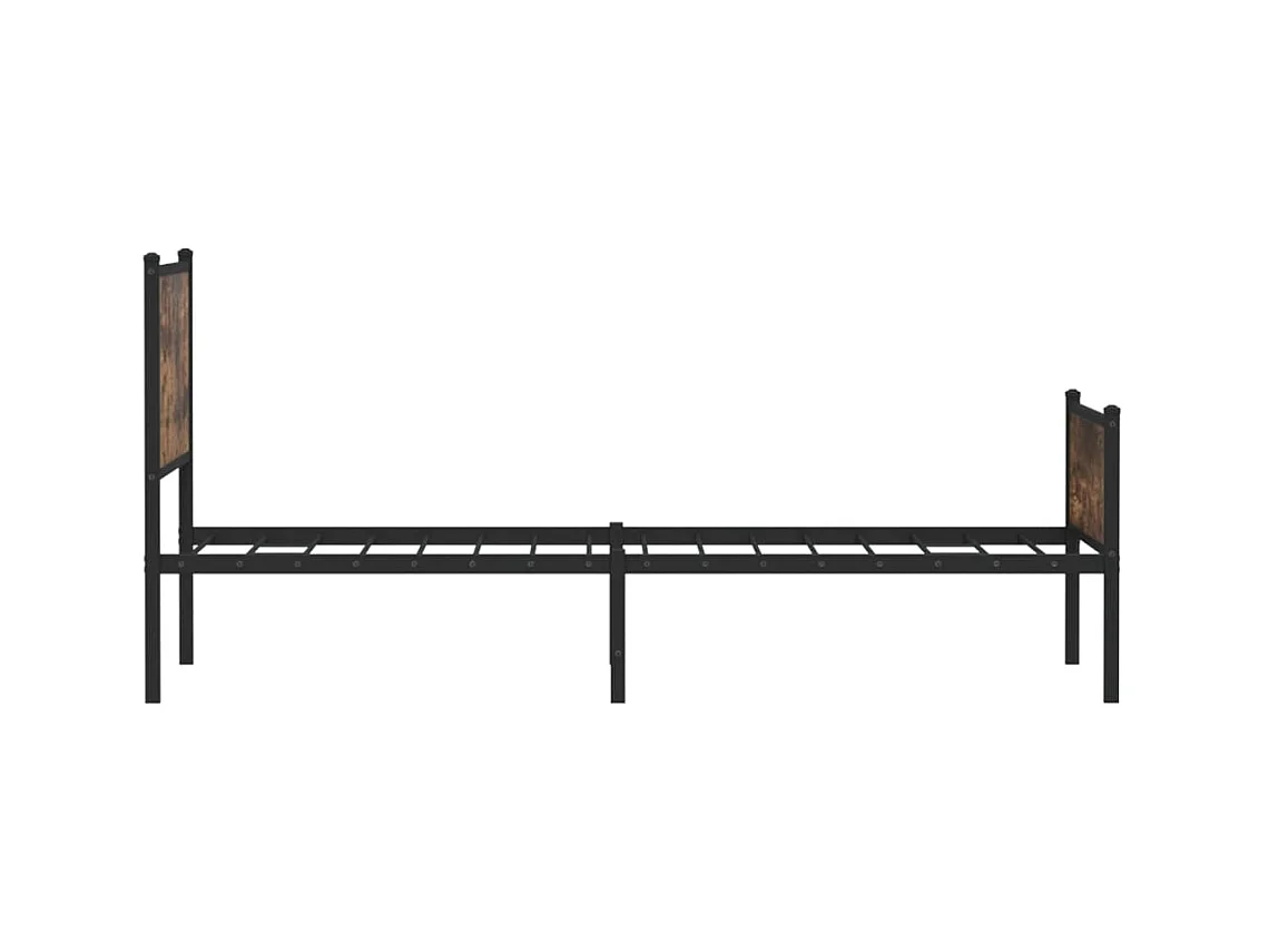 Cadre de lit en métal sans matelas chêne fumé 107x203 cm