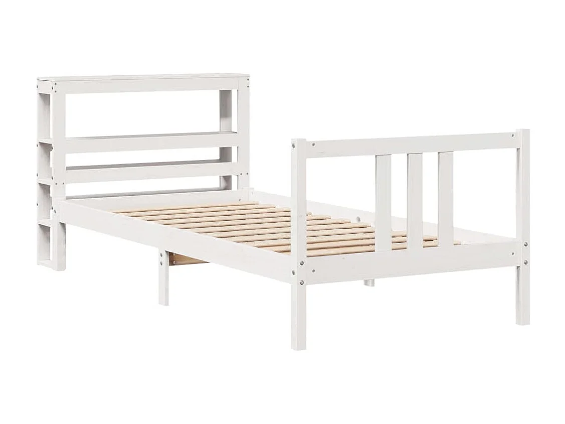Estructura de cama con cabecero madera de pino blanca 90x200 cm