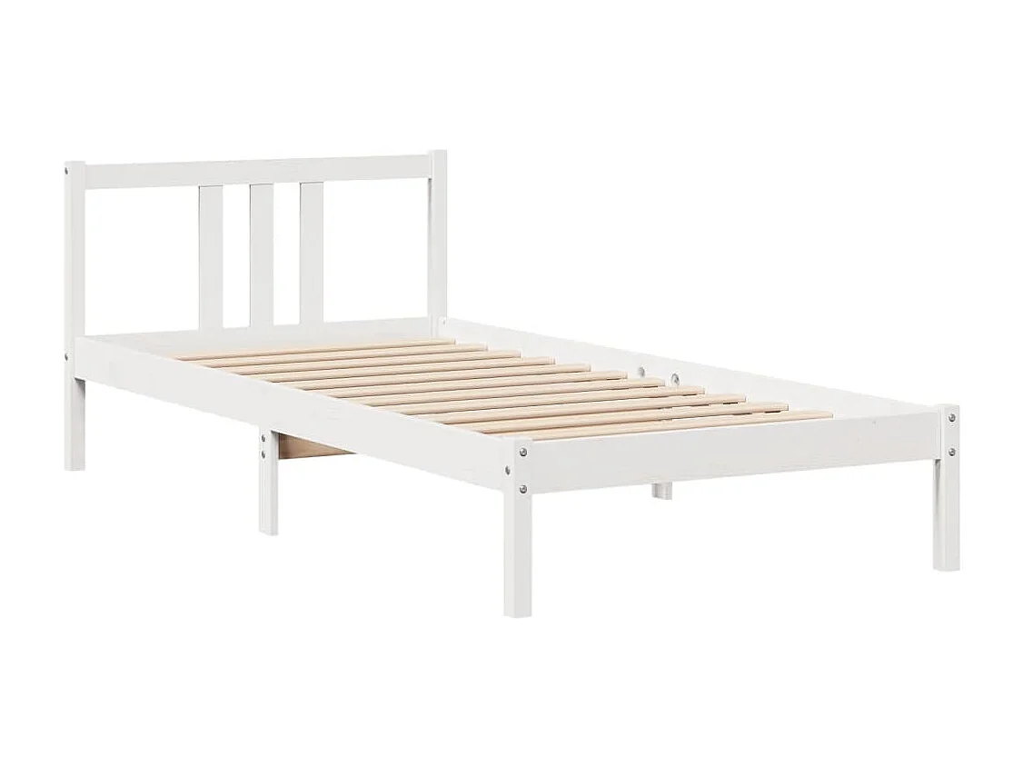 Estructura de cama con cabecero madera de pino blanca 90x200 cm