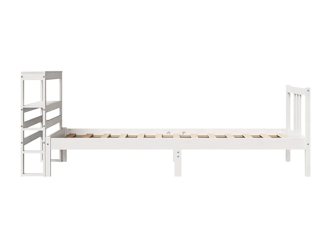 Estructura de cama con cabecero madera de pino blanca 90x200 cm