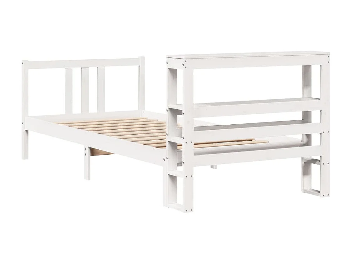 Estructura de cama con cabecero madera de pino blanca 90x200 cm