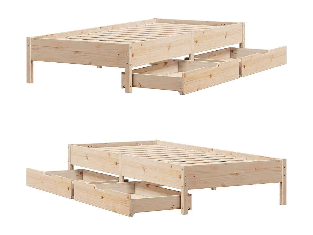 Estructura de cama sin colchón madera maciza de pino 90x200 cm