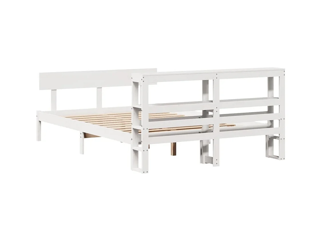 Cadre de lit sans matelas blanc 150x200 cm bois de pin massif