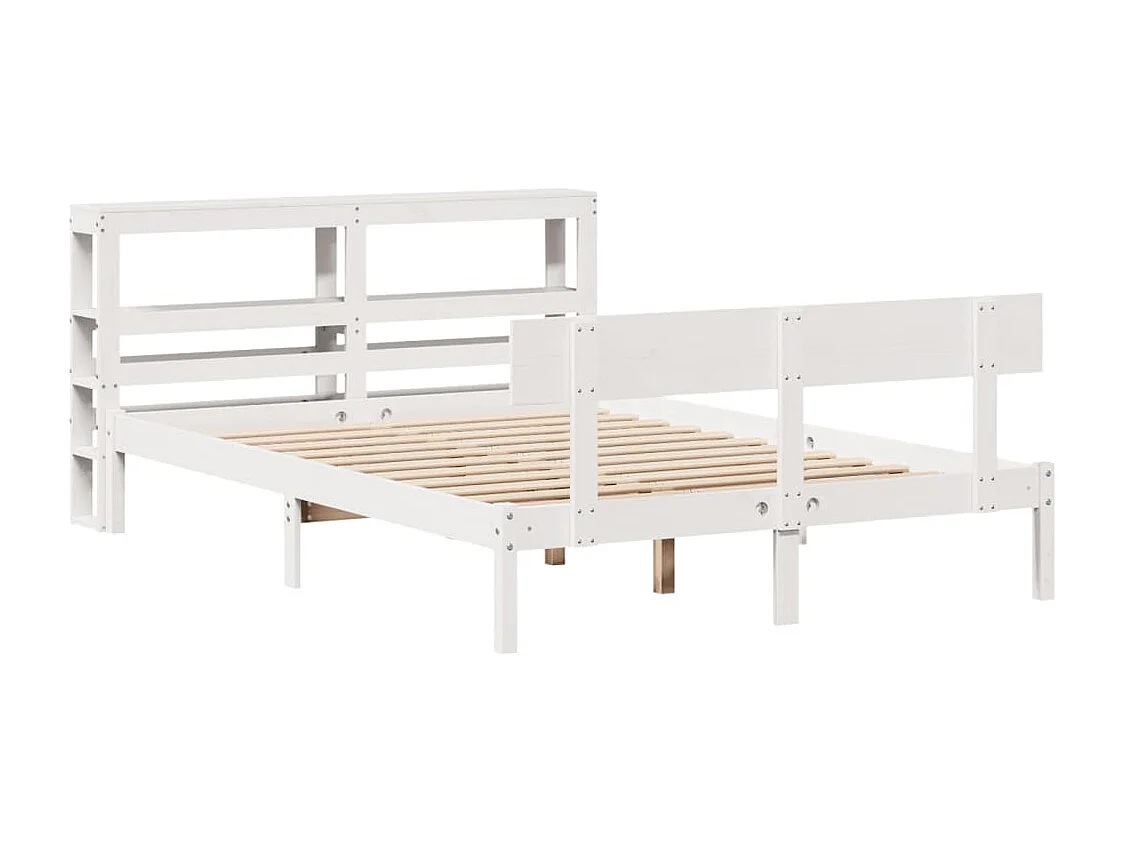 Cama sem colchão 150x200 cm madeira de pinho maciça branco