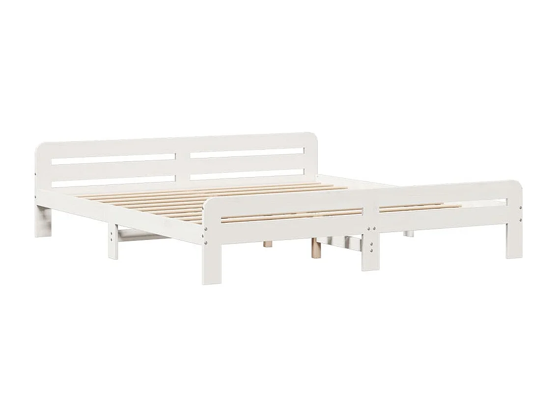 Cadre de lit sans matelas blanc 200x200 cm bois massif de pin
