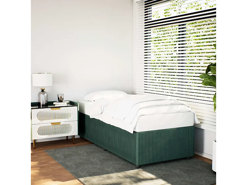 Estrutura de cama 90x190 cm veludo verde-escuro