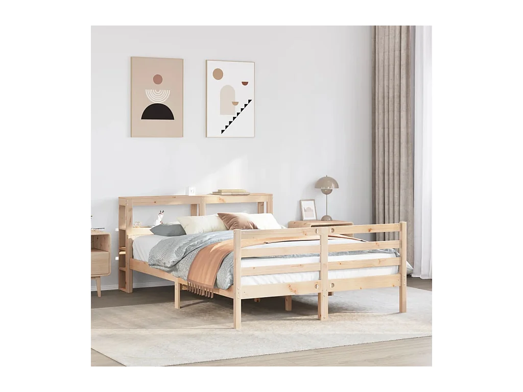 Cadre de lit avec tête de lit 150x200 cm bois de pin massif