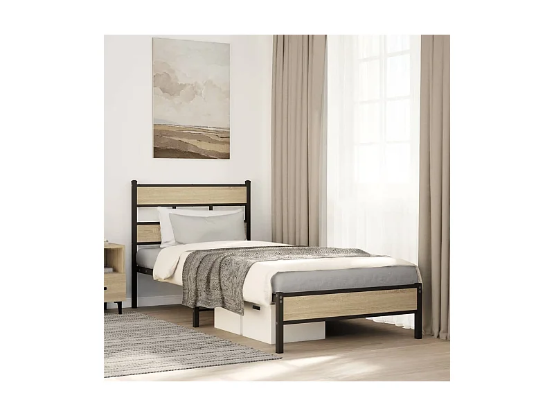 Estructura de cama sin colchón madera roble Sonoma 100x190 cm