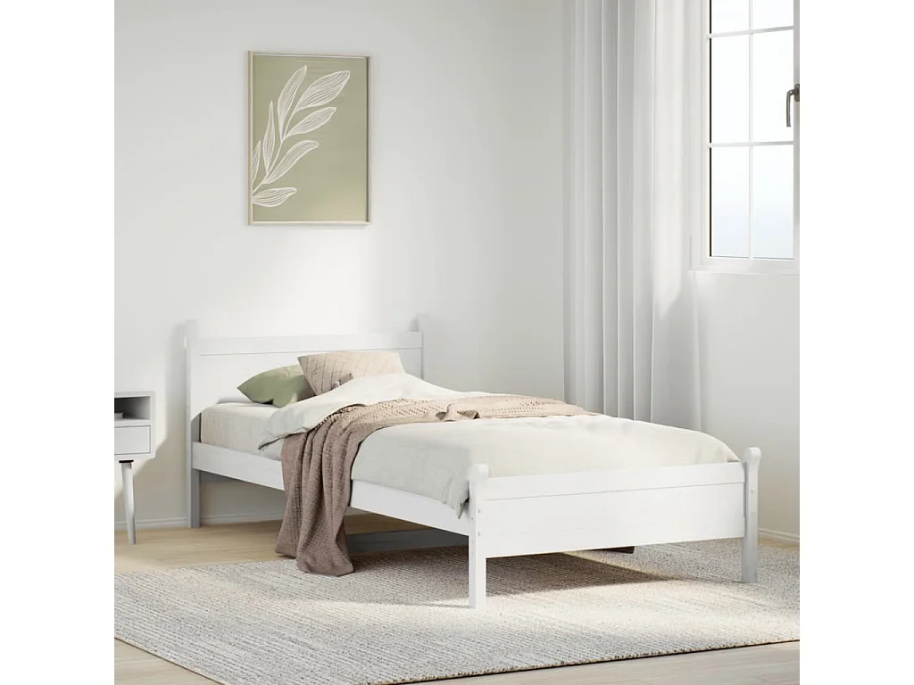 Estructura de cama sin colchón madera de pino blanca 90x200 cm