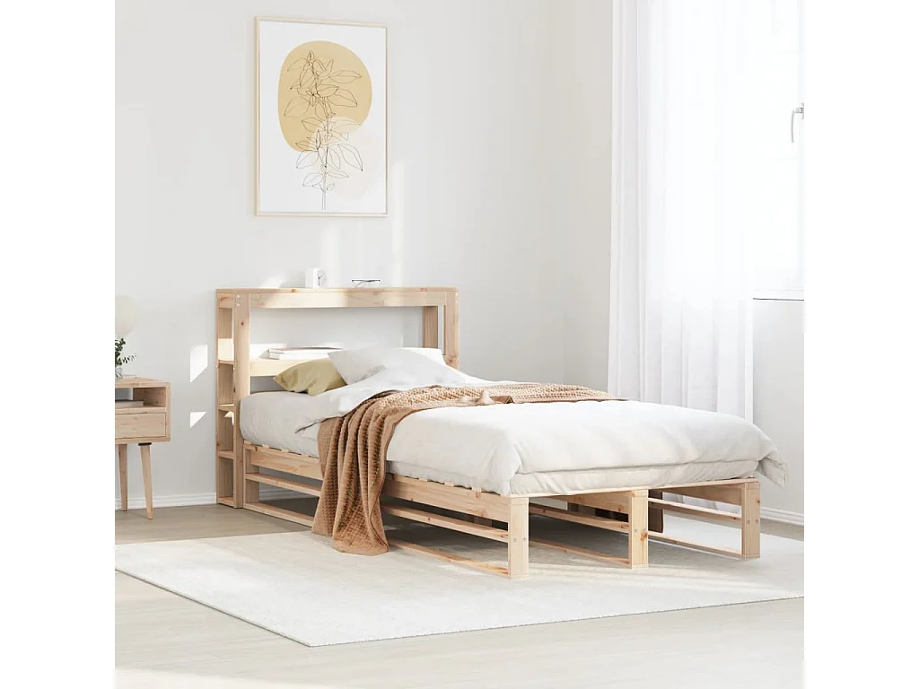 Estructura de cama sin colchón madera maciza de pino 100x200 cm
