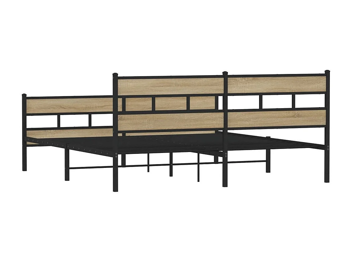 Cadre de lit en métal sans matelas chêne sonoma 200x200 cm