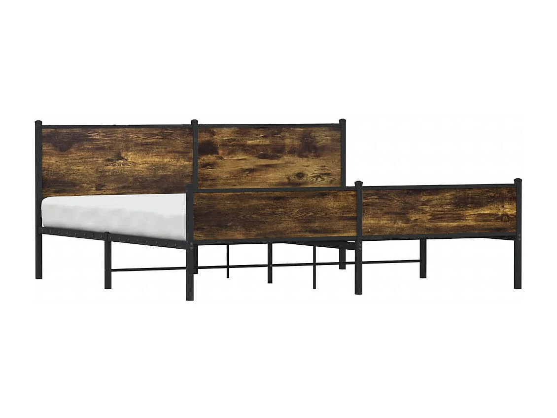 Estructura de cama sin colchón metal roble ahumado 200x200 cm
