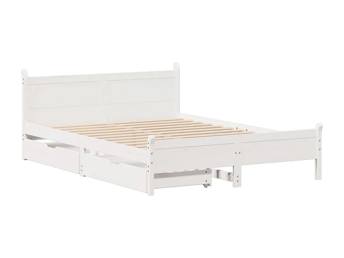 Estructura de cama sin colchón madera de pino blanca 140x190 cm