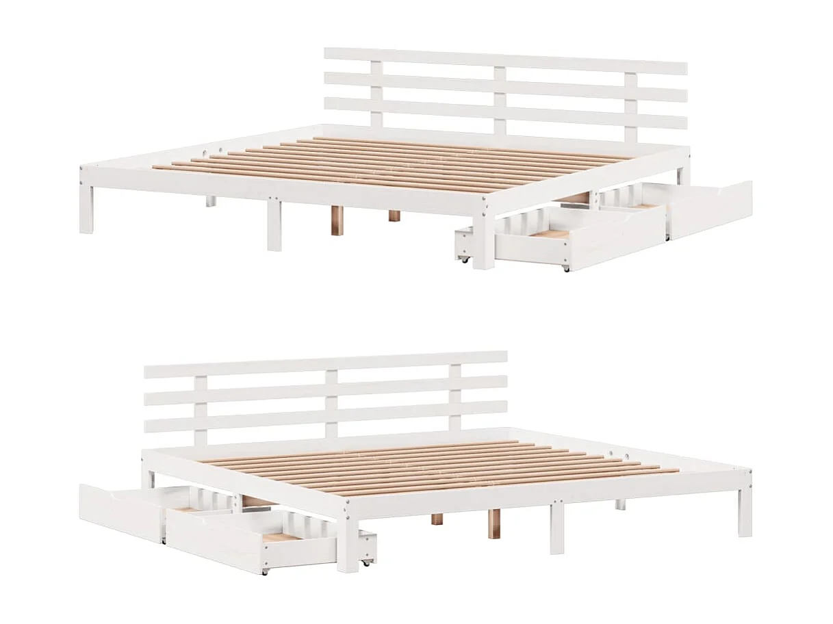 Estructura de cama con cajones madera maciza de pino 200x200 cm