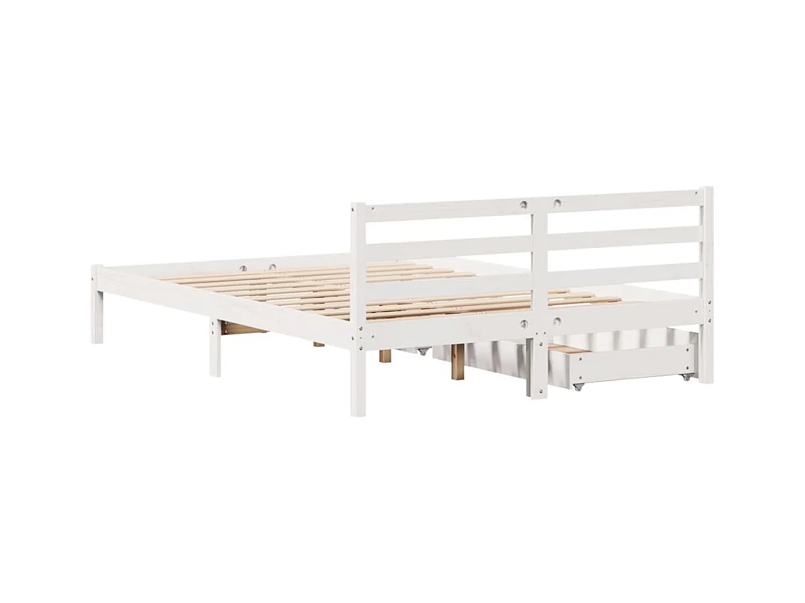 Cadre de lit sans matelas blanc 140x200 cm bois de pin massif