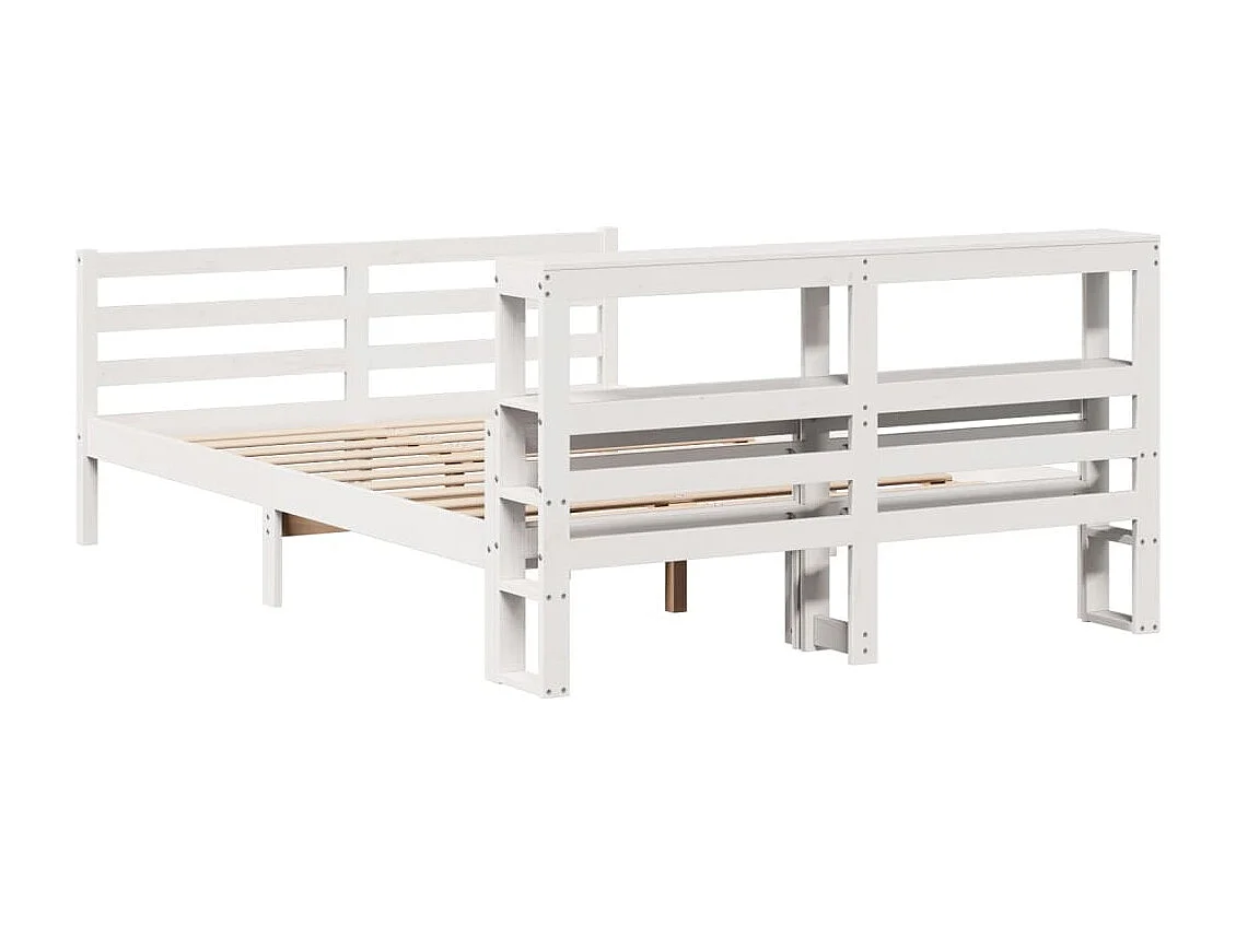 Estructura de cama con cabecero madera pino blanco 140x200 cm