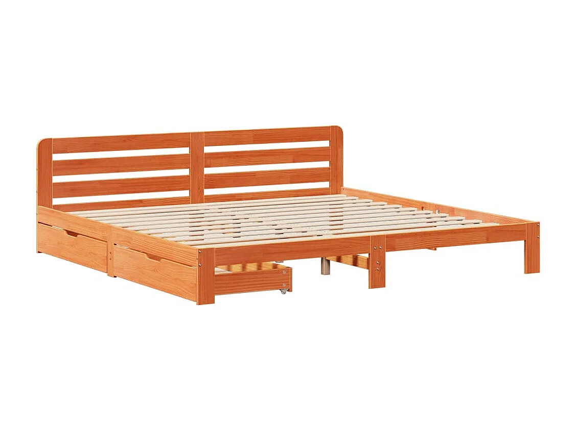 Cadre de lit sans matelas cire marron 200x200cm bois pin massif