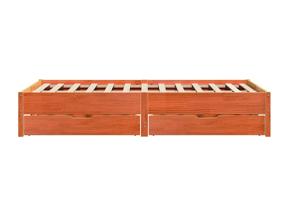 Cama sem colchão 140x200 cm madeira pinho maciça castanho-mel