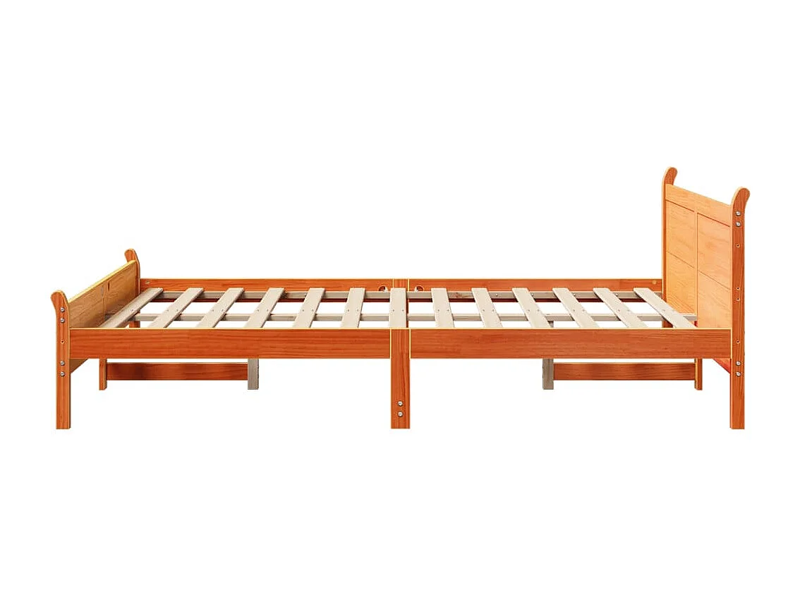 Cama sin colchón madera maciza pino marrón cera 150x200 cm