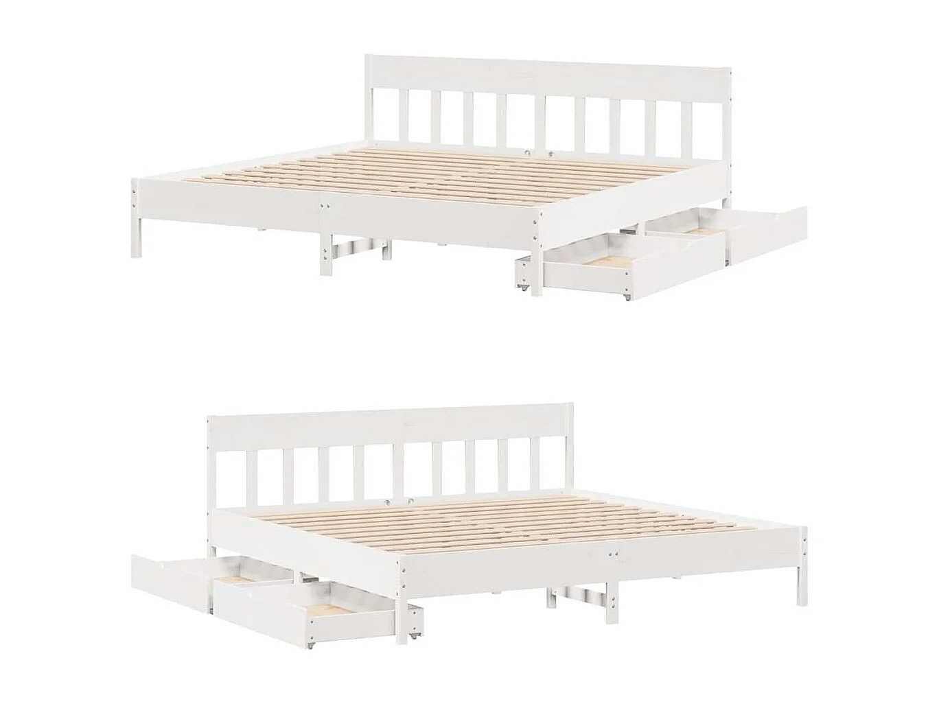 Cadre de lit sans matelas blanc 180x200 cm bois massif de pin
