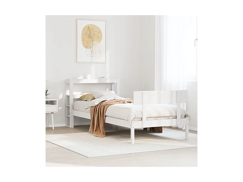 Cadre de lit sans matelas blanc 90x190 cm bois de pin massif