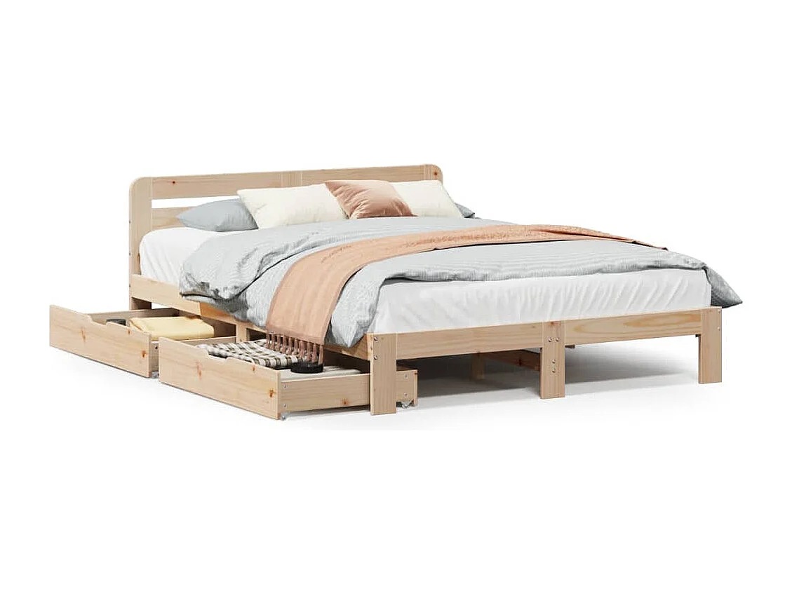 Estructura de cama sin colchón madera de pino blanca 140x200 cm