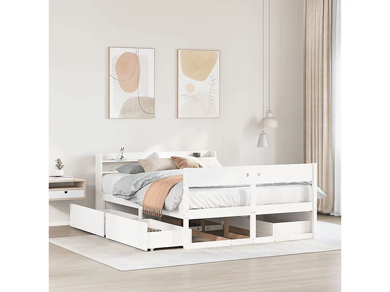 Cadre de lit sans matelas blanc 120x190 cm bois de pin massif