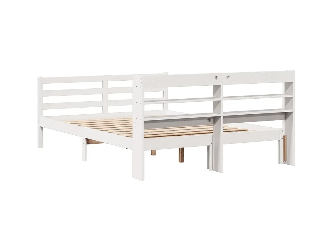Estrutura de cama com cabeceira 120x200 cm pinho maciço branco