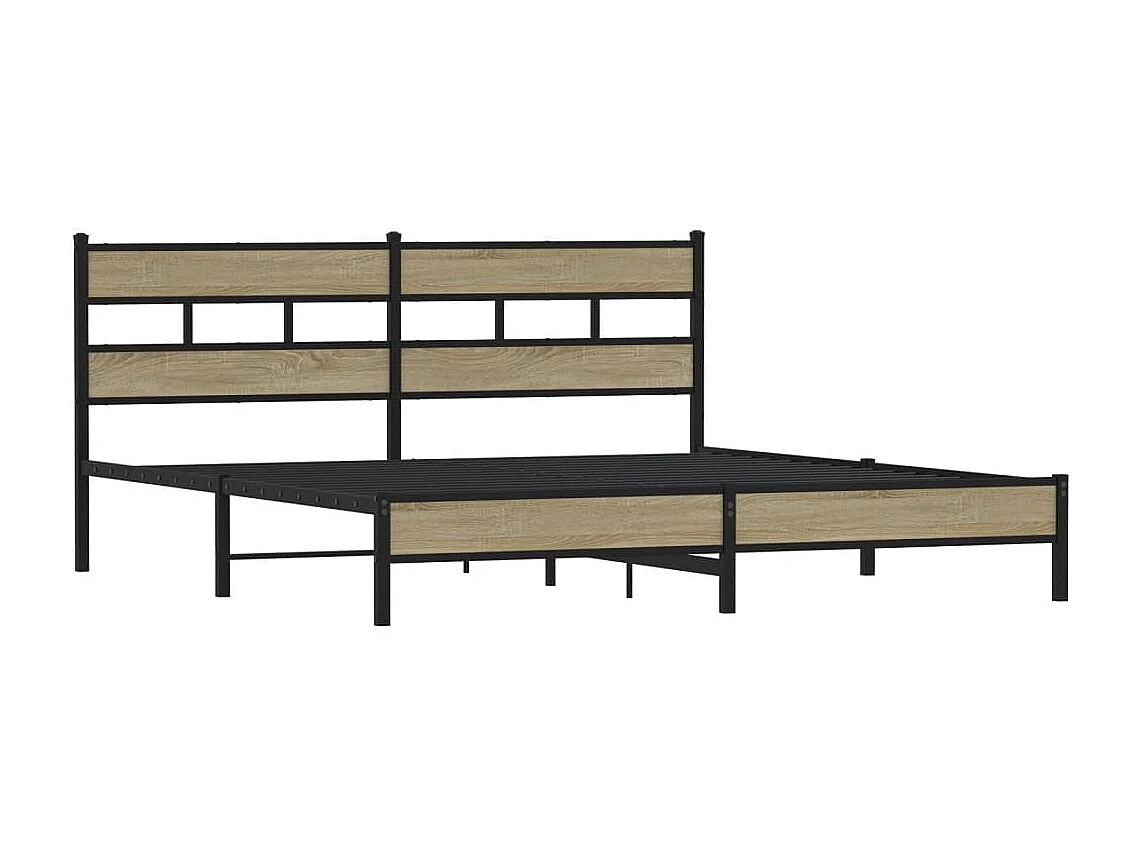 Estrutura de cama sem colchão 183x213cm metal carvalho sonoma