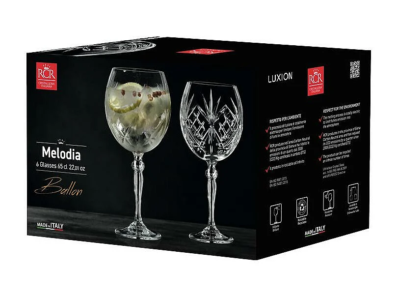 Boîte de 6 verres à pied  cocktail Mélodia 65 cl