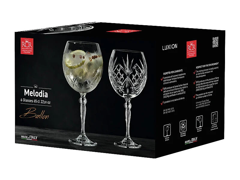 Boîte de 6 verres à pied  cocktail Mélodia 65 cl
