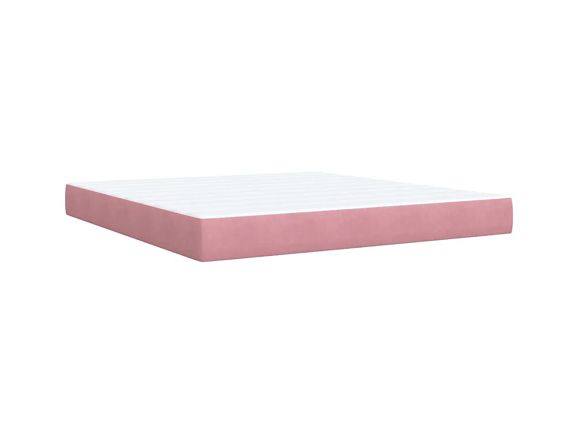 Cama box spring con colchón terciopelo rosa 180x200 cm