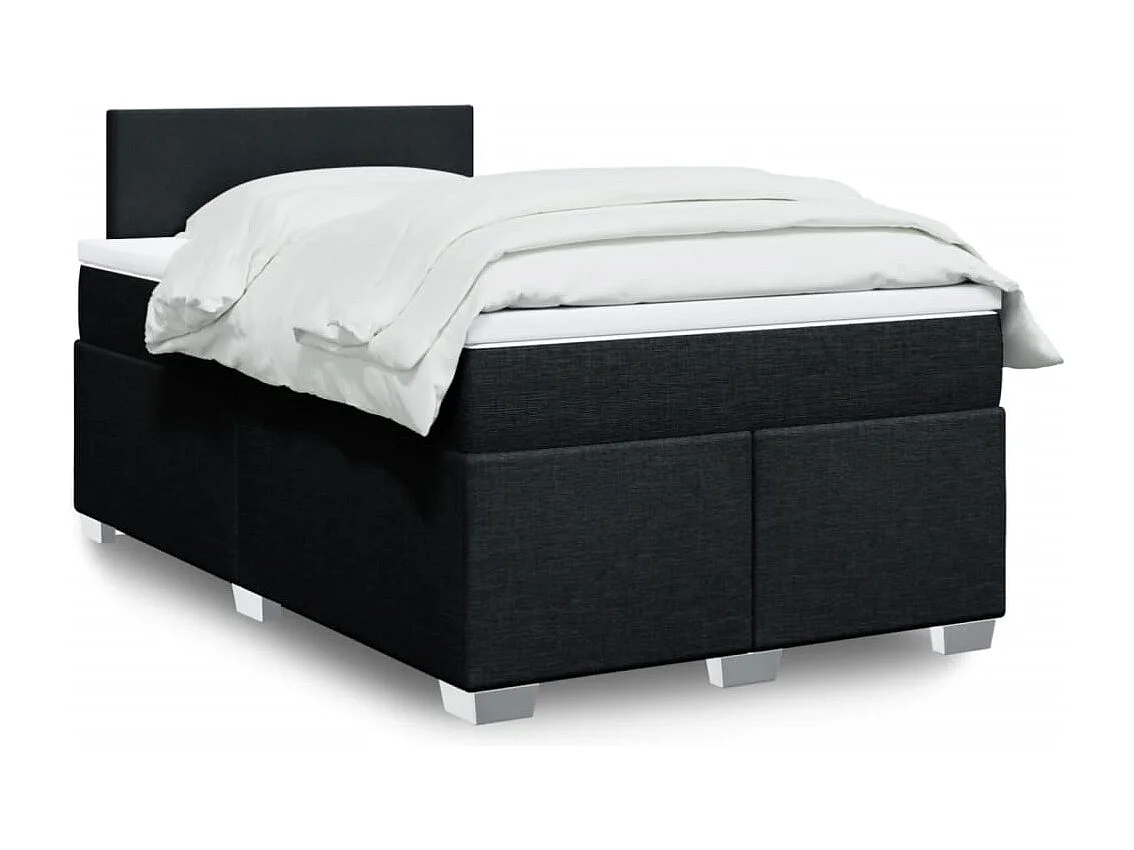 Cama boxspring com colchão 120x190 cm tecido preto