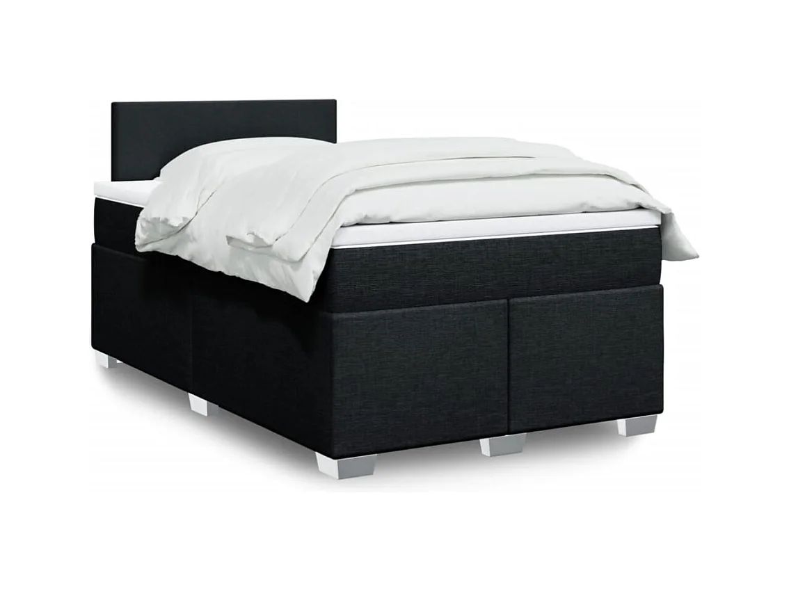 Sommier à lattes de lit avec matelas noir 120x190 cm tissu