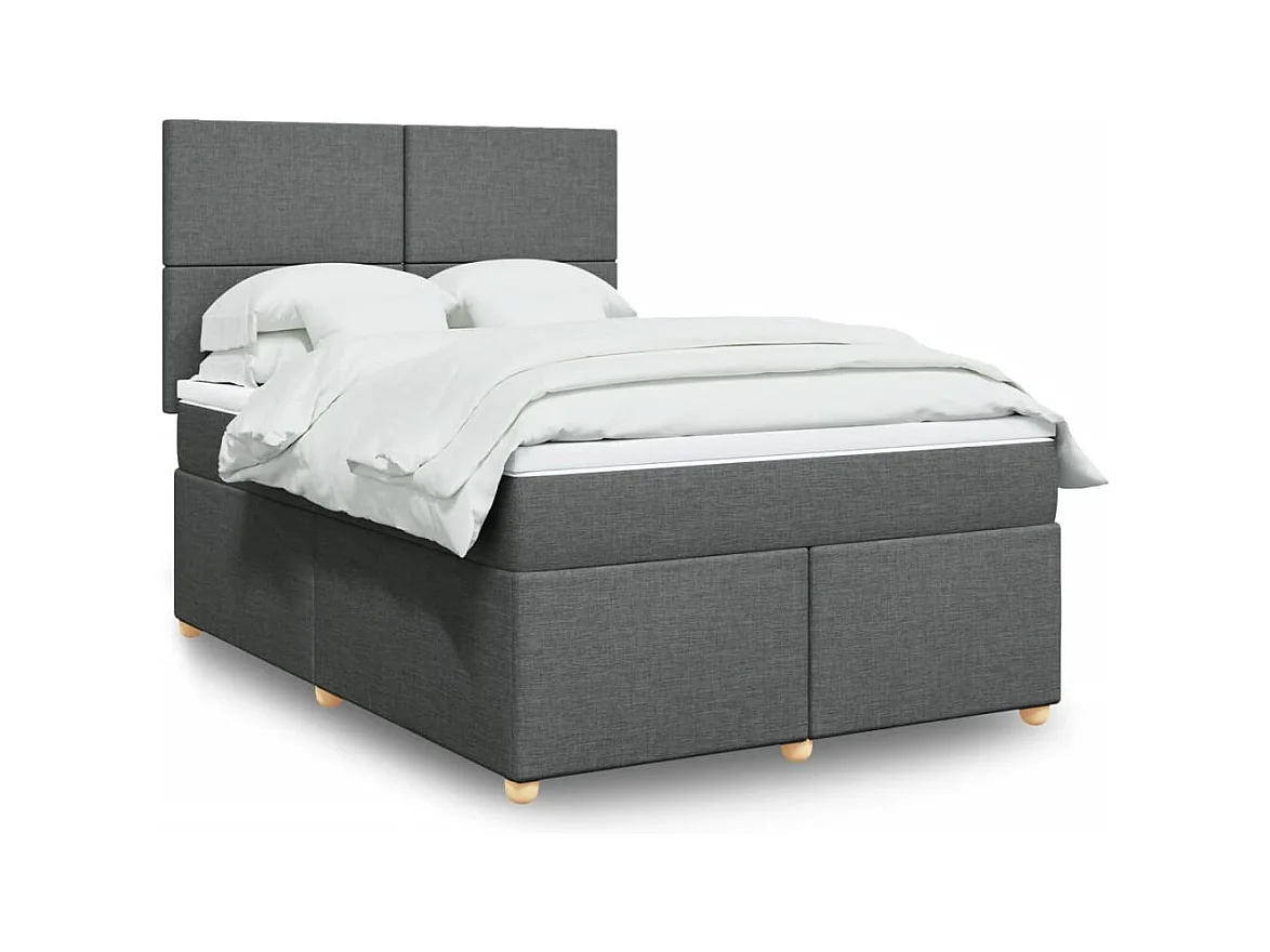 Sommier à lattes de lit avec matelas Gris foncé 140x190cm Tissu