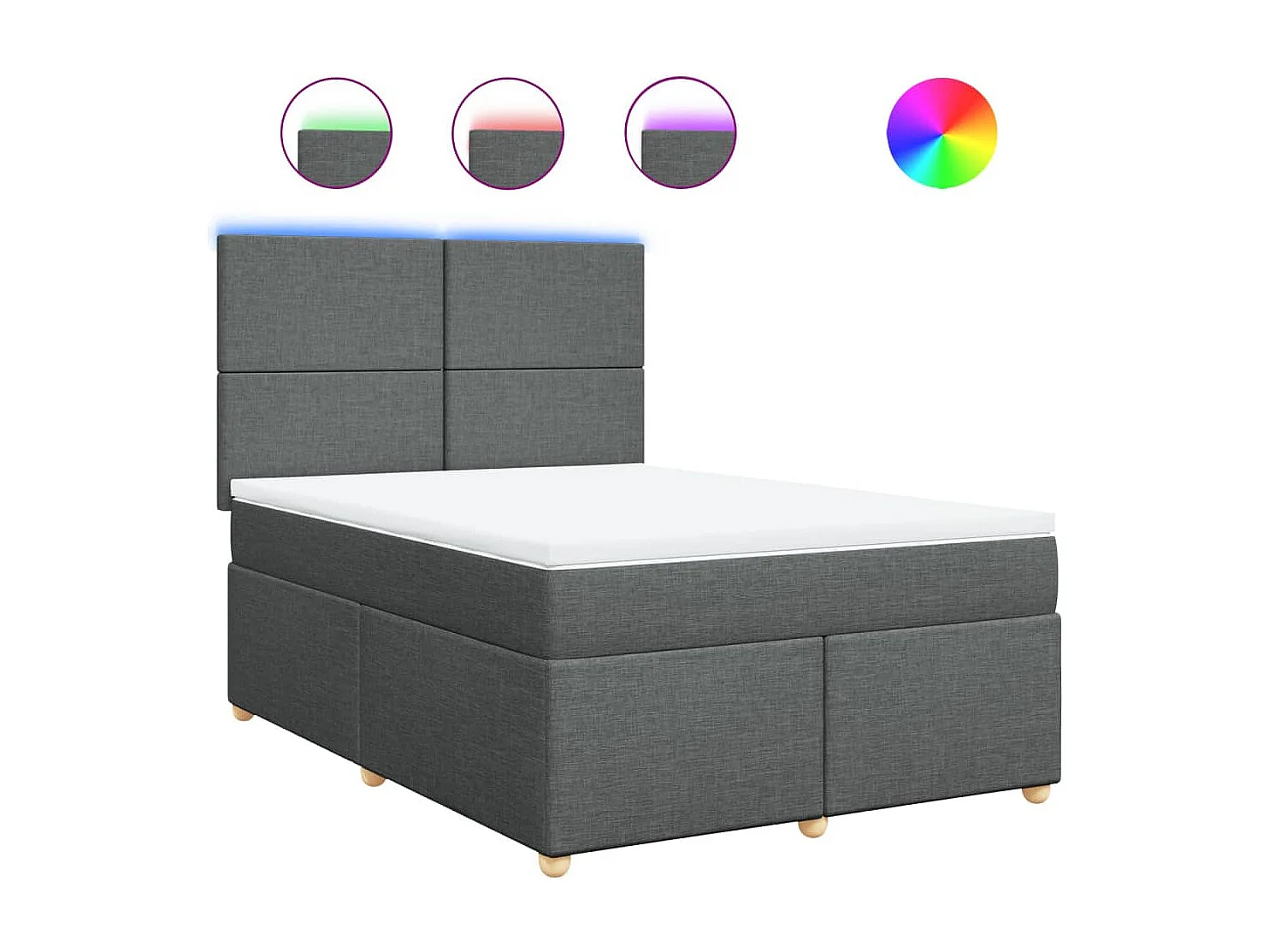 Sommier à lattes de lit avec matelas Gris foncé 140x190cm Tissu